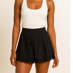 L'Agence Womens Black Pleated Shorts Skort S Pockets Dressy Capsule